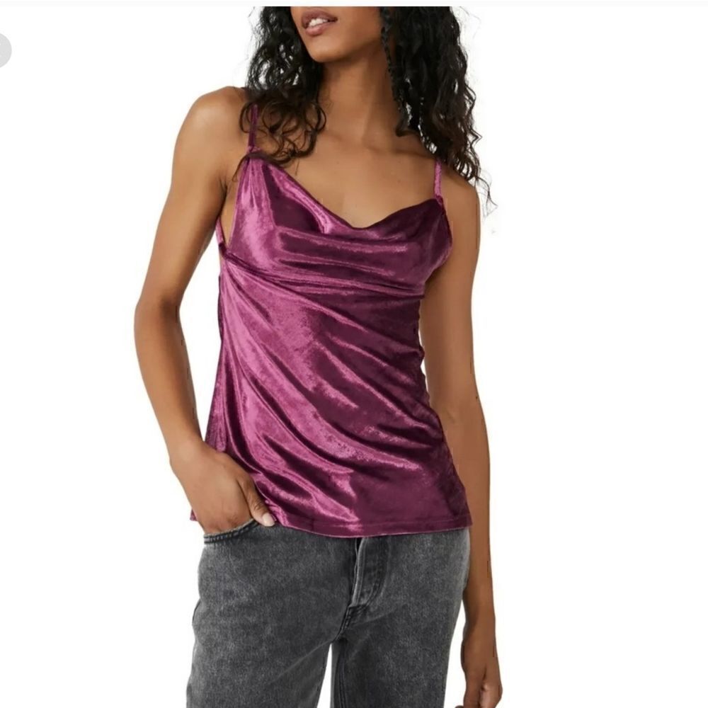 Free People NWT All Night Velvet Tunic Purple Small